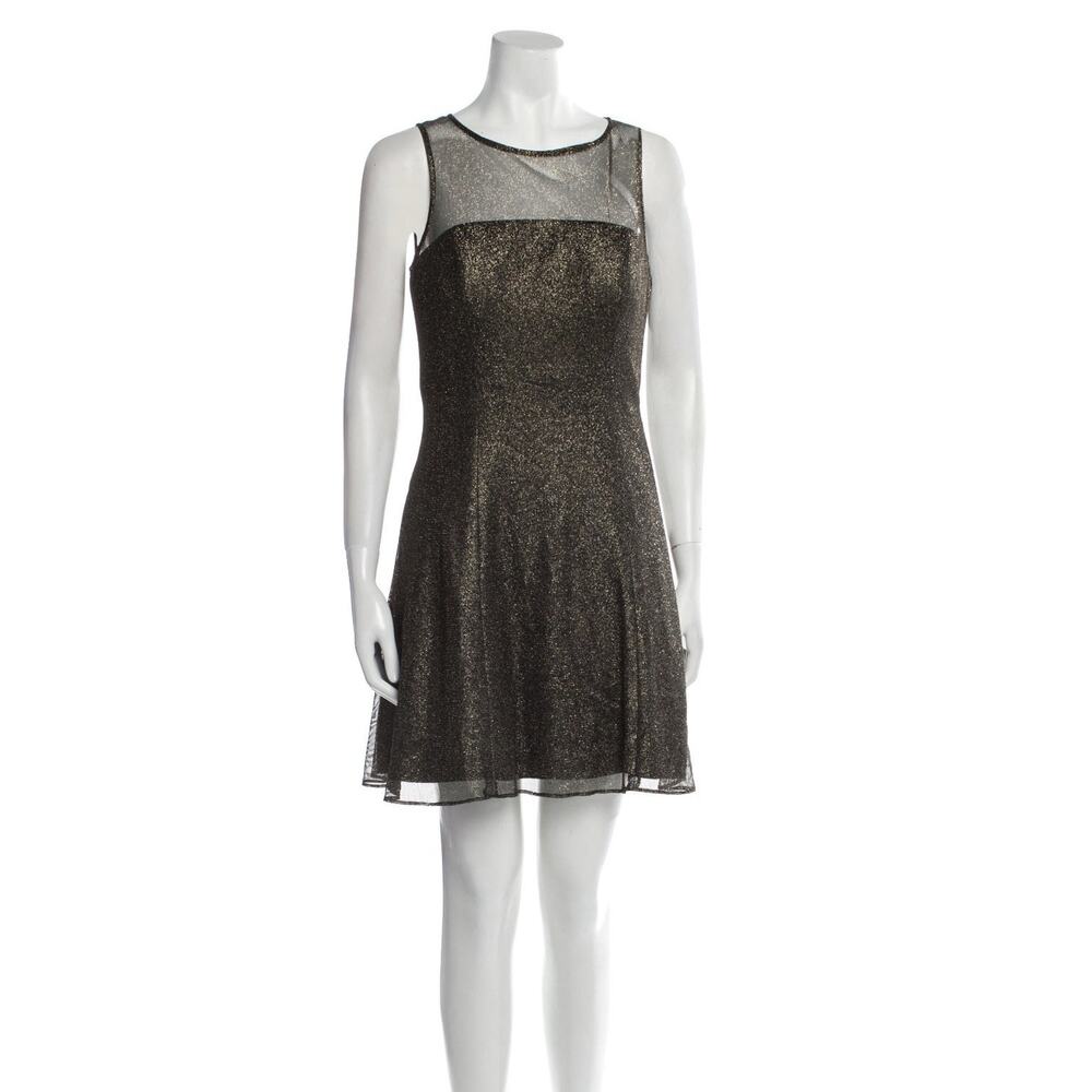 Aidan Mattox Womens Shimmer Black Gold Party Cocktail Dress Retail $230 Medium